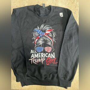 All American Trump Girl Messy Bun Patriotic Sweatshirt Size Small